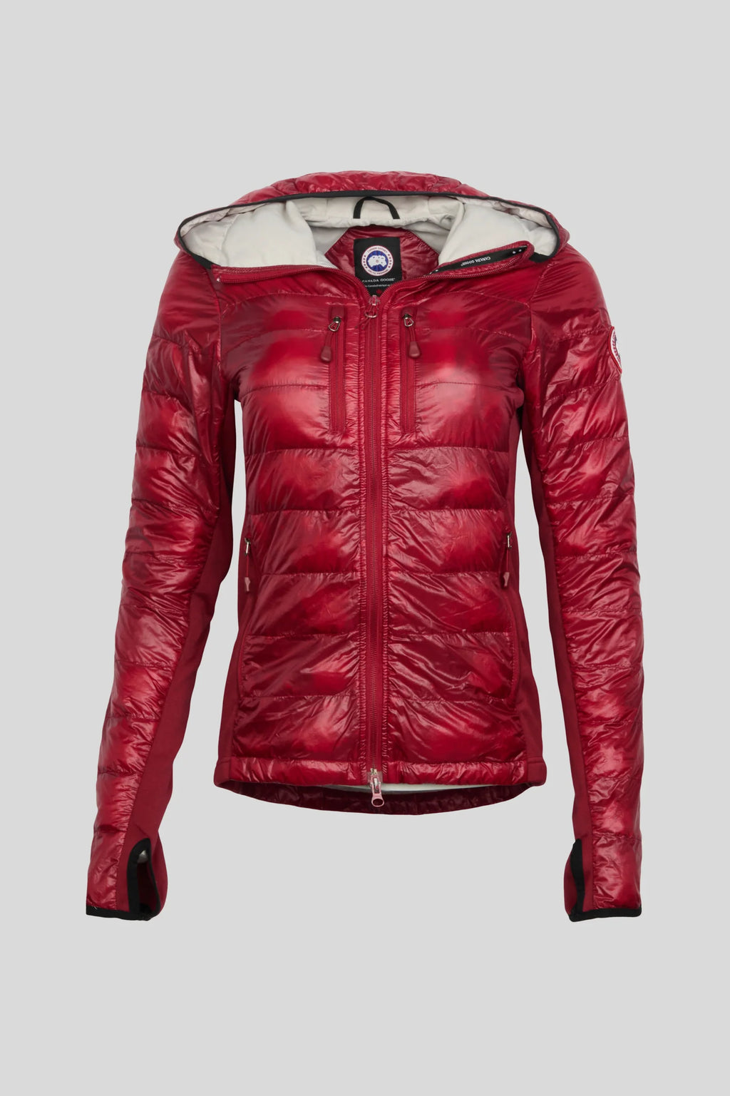 Canada Goose Women's Crimson Red Hooded Ultralight Down Jacket