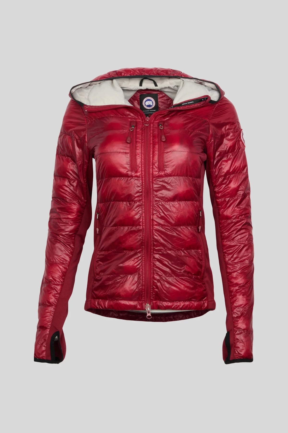 Canada Goose Women's Crimson Red Hooded Ultralight Down Jacket